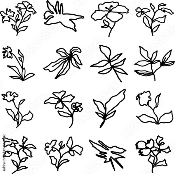 Fototapeta vector illustration of an abstract hand drawn flower, vector illustration of an abstract floral ornament, vector illustration of an abstract flower, 
