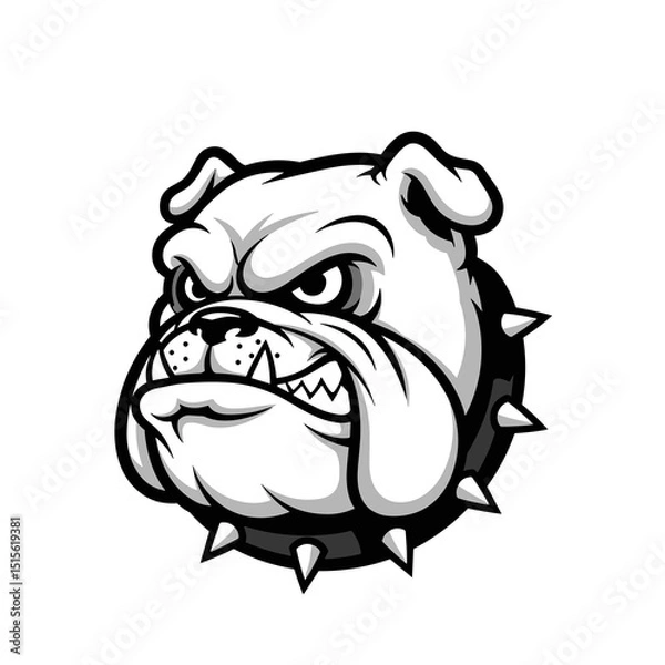 Obraz Aggressive Bulldog Head Illustration Black and White