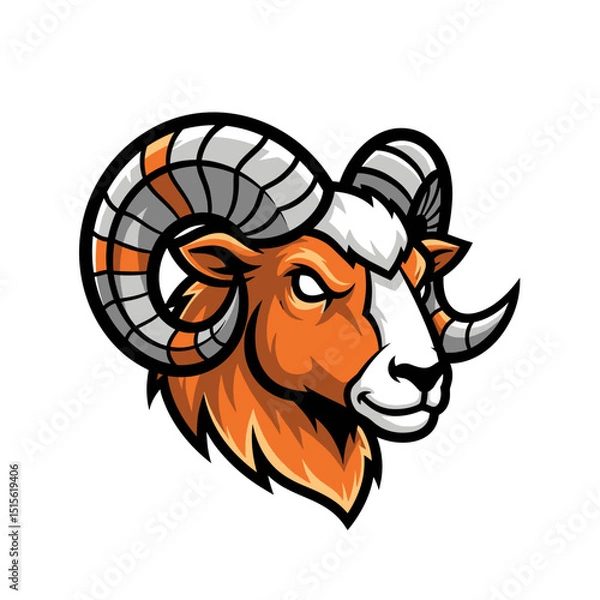 Obraz Powerful Ram Head Mascot Illustration Orange and Gray Vector Graphic