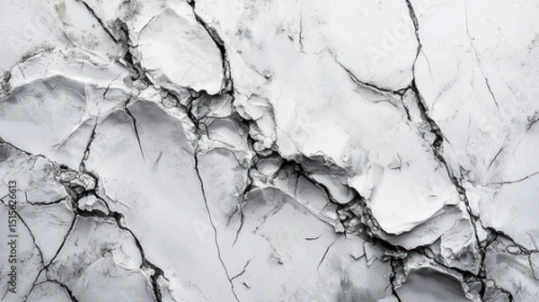 Fototapeta Abstract Cracked Texture: A Monochromatic Study of Fracture and Form