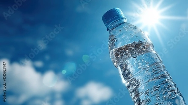 Obraz 晴天　水の入ったペットボトル