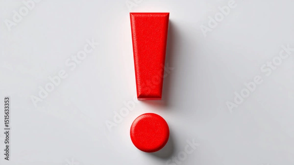 Fototapeta Bold red exclamation mark and circle on white background