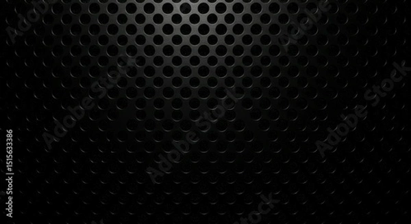 Fototapeta Dark Metal Grid Pattern with Round Perforations Texture Background