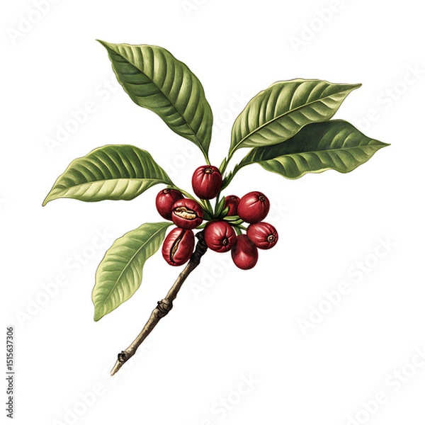 Obraz Realistic and artistic illustrations of coffee beans, brewing equipment, coffee cups, baristas, coffee farms, roasting processes, and café scenes