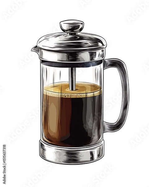 Obraz Realistic and artistic illustrations of coffee beans, brewing equipment, coffee cups, baristas, coffee farms, roasting processes, and café scenes