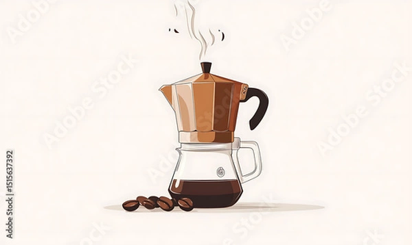 Obraz Realistic and artistic illustrations of coffee beans, brewing equipment, coffee cups, baristas, coffee farms, roasting processes, and café scenes