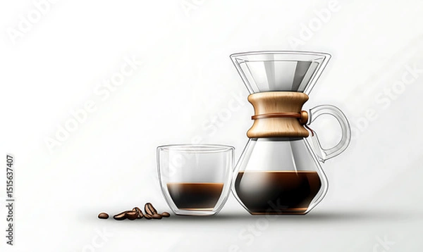 Obraz Realistic and artistic illustrations of coffee beans, brewing equipment, coffee cups, baristas, coffee farms, roasting processes, and café scenes