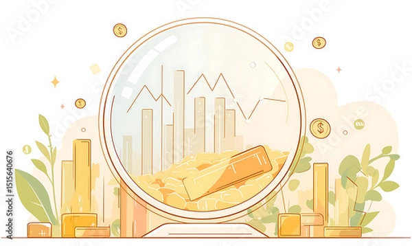 Obraz Shiny Gold Bars and Coins: Luxury, Wealth, and Investment Symbolism