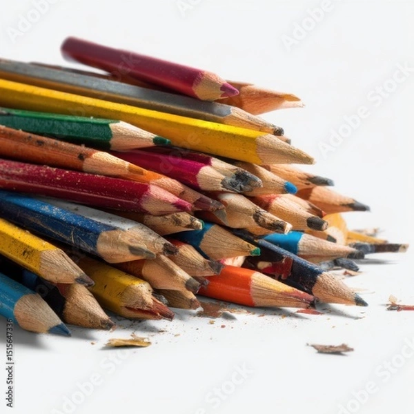 Fototapeta A Pile of Used Colored Pencils