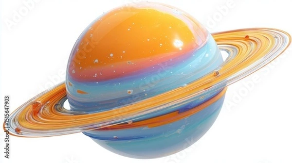Fototapeta Colorful, abstract planet with rings