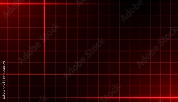 Fototapeta Red grid lines on dark background