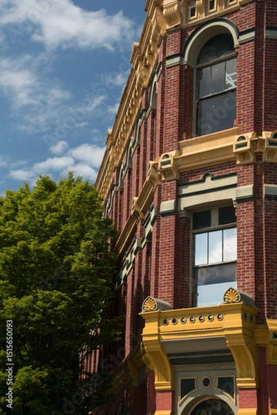 Obraz Rich exterior details of red Victorian building in Port Townsend downtown - 3
