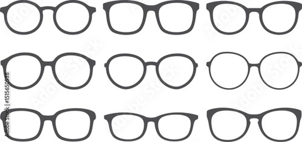 Fototapeta Assorted eyeglasses and frames representing vision, style, and optometry in a fashionable design.





