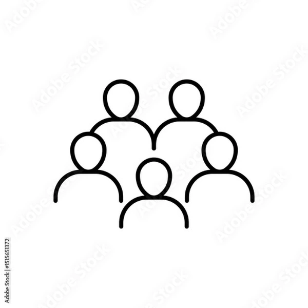Fototapeta Group of people icon. Simple outline style. Staff, crowd, people, organisation, management, group, meeting, man, business, team, teamwork concept. Thin line symbol. Vector illustration isolated.