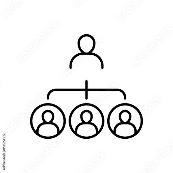 Fototapeta Organization structure icon. Simple outline style. Business organisation, process, chart, people, office, infographic, team, teamwork concept. Thin line symbol. Vector illustration isolated.