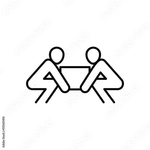 Fototapeta Team lifting heavy object icon. Simple outline style. Lift, box, heavy, carry, man, person, movers, people, teamwork concept. Thin line symbol. Vector illustration isolated.