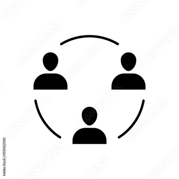 Fototapeta Work crew icon. Simple glyph style. Partners, group, community, user, unity, collaboration, teamwork concept. Solid symbol. Vector illustration isolated.
