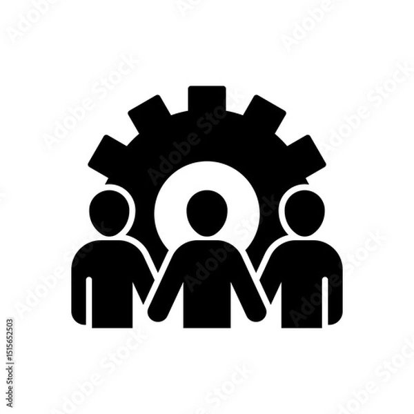 Fototapeta Teamwork management icon. Simple glyph style. Company leader, supervisor, partnership, crowd management, businessman career development, CRM concept. Solid symbol. Vector illustration isolated.