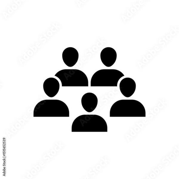 Fototapeta Group of people icon. Simple glyph style. Staff, crowd, people, organisation, management, group, meeting, man, business, team, teamwork concept. Solid symbol. Vector illustration isolated.