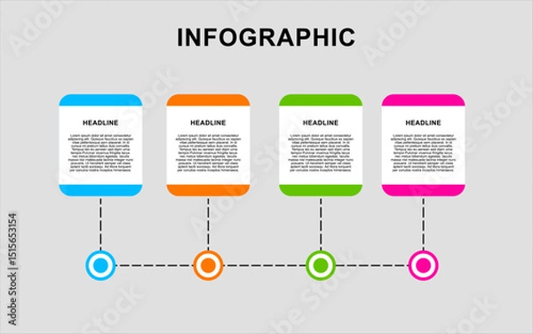 Fototapeta Infographic has four colored boxes with text.