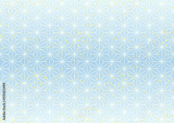 Fototapeta キラキラ×麻の葉模様(勿忘草色)