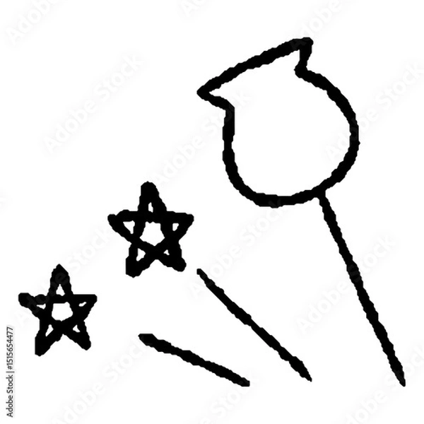 Obraz アナログ風手描きのりんご飴の線画アイコン素材｜夏祭り・縁日のイラストセット