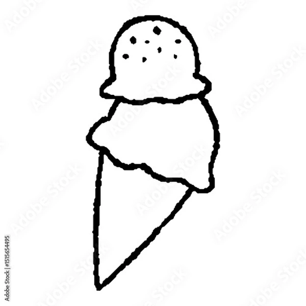 Obraz アナログ風手描きのアイスクリームの線画アイコン素材｜夏のレジャーイラスト	