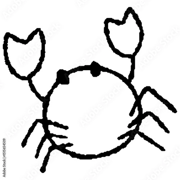 Obraz アナログ風手描きのカニの線画アイコン素材｜夏のレジャーイラスト	