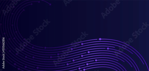 Fototapeta Abstract purple lines flowing on dark blue - perfect for art exhibitions