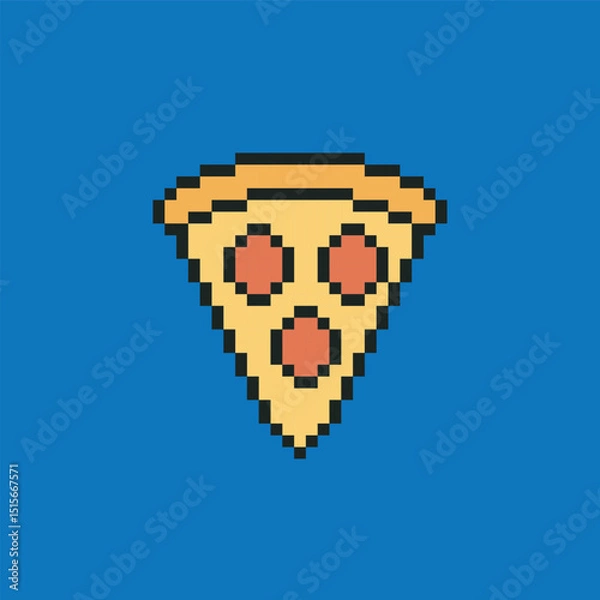 Obraz pizza pixel art, vector illustration on isolated background.