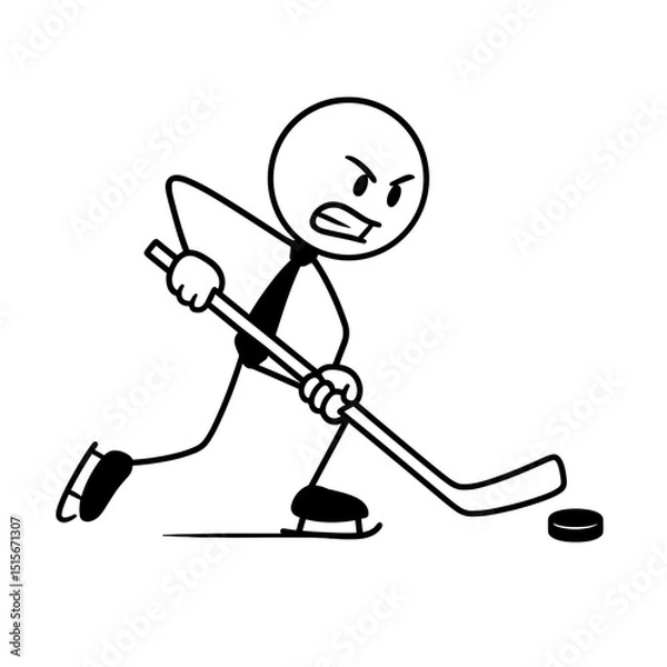Obraz Stick figure playing hockey aggressively