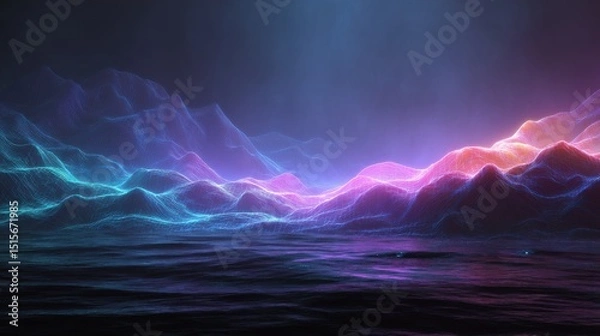 Obraz A colorful wave with purple, blue, and pink colors