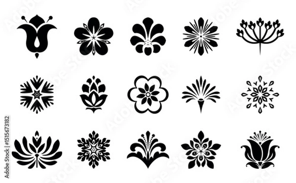 Fototapeta Flower icons set. Isolated elements for design. Vector graphics.