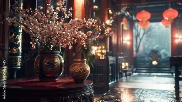 Obraz Celebrating new year s eve and embracing the festivities of the chinese new year