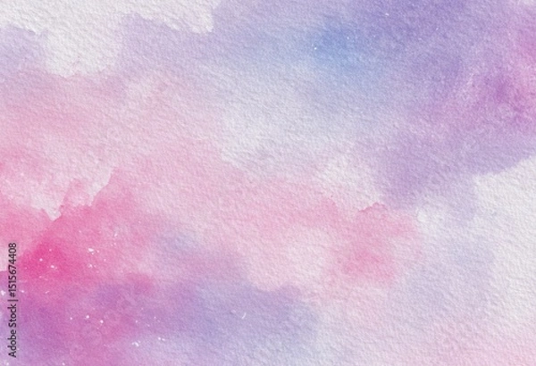 Obraz A watercolor painting of a sky with clouds and a pink and purple background