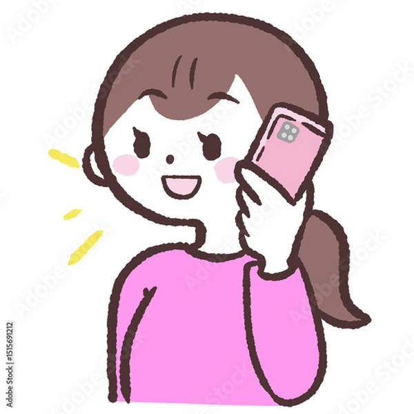 Fototapeta スマホで話す女性のイラスト