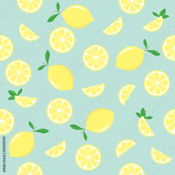 Fototapeta Seamless pattern with lemons. Vector.