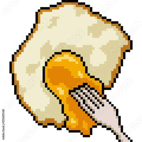 Fototapeta pixel art of fork pierce yolk egg