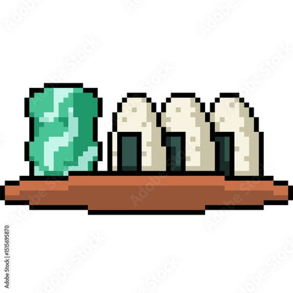 Fototapeta pixel art of Japanese rice ball set