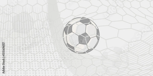 Obraz Football or soccer background with big ball in gray colors. vector illustration of football