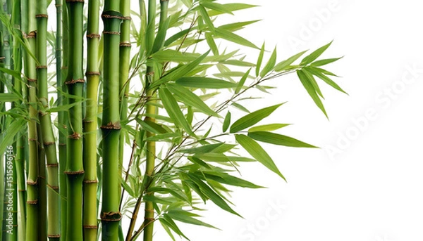 Fototapeta Bamboo with bamboo leaf isolated on transparent or white background