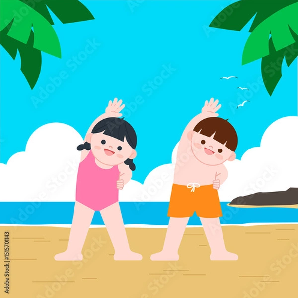 Fototapeta 물놀이 안전수칙 _준비운동