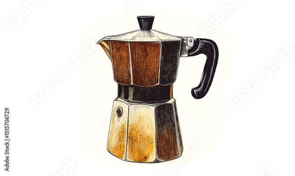 Obraz Realistic and artistic illustrations of coffee beans, brewing equipment, coffee cups, baristas, coffee farms, roasting processes, and café scenes