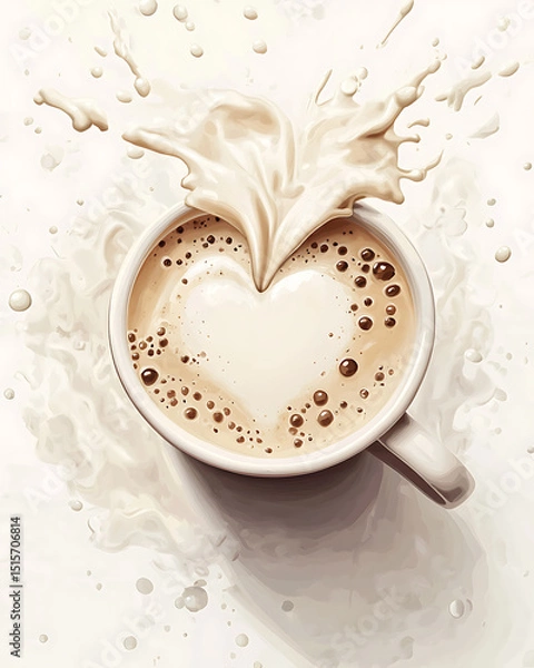 Obraz Realistic and artistic illustrations of coffee beans, brewing equipment, coffee cups, baristas, coffee farms, roasting processes, and café scenes