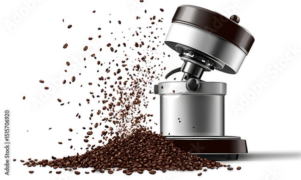 Obraz Realistic and artistic illustrations of coffee beans, brewing equipment, coffee cups, baristas, coffee farms, roasting processes, and café scenes