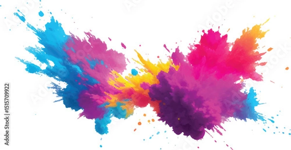 Obraz Stunning Watercolor Streaks, Stains, and Explosive Splashes in Vivid, Radiant Colors, Layered with Bold Brush Strokes and Set on a Clean White Background for a Modern, Artistic Impact.
