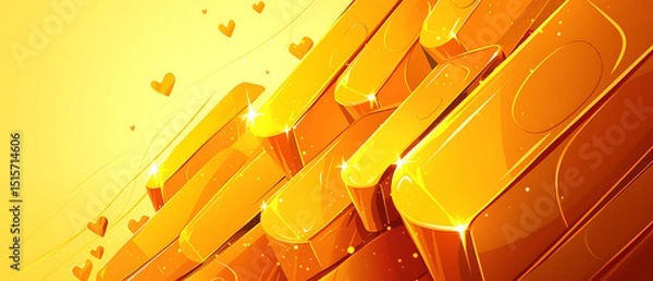Obraz Shiny Gold Bars and Coins: Luxury, Wealth, and Investment Symbolism