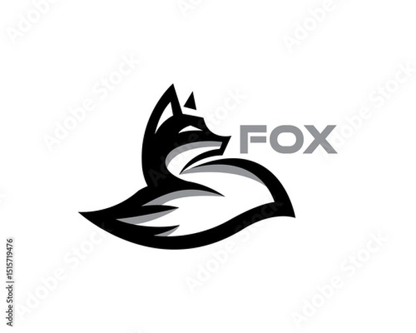 Obraz sleeping fox look back art style logo design template illustration inspiration