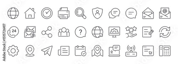Fototapeta Contact line icons set. Outline web icons. Editable stroke