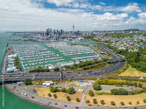 Fototapeta Aerial view of Auckland of New Zealand at daytime